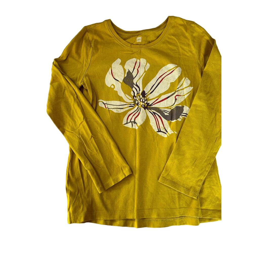 Tea Collection Mustard Yellow Floral Shirt size 12